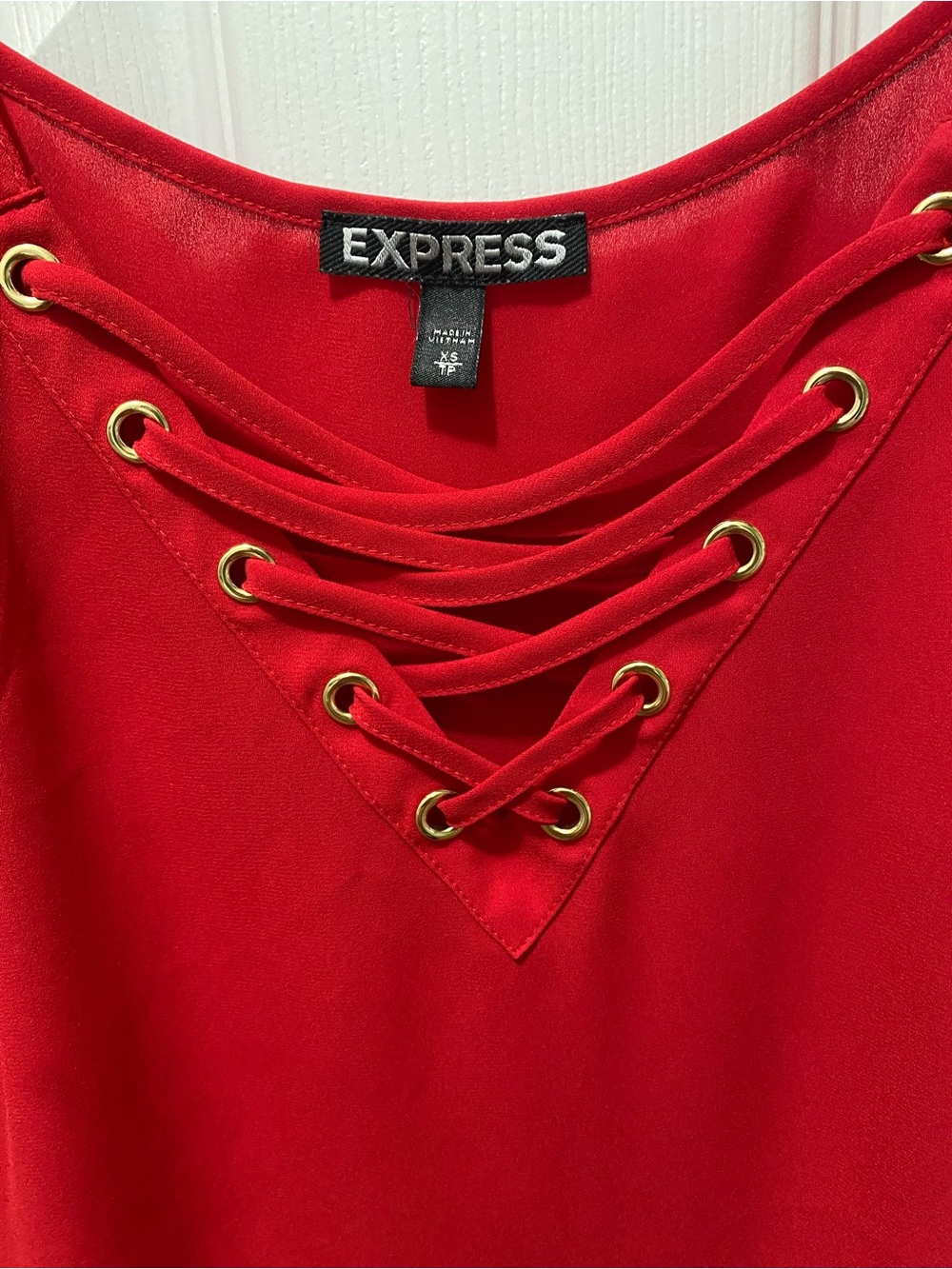 Express red ruffle off the shoulder corset top size XS - Picture 2 of 4